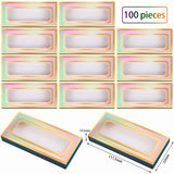 100 Pieces Empty Eyelashes Packaging Paper Case Eyelash Holder Box Eyelashes Container with Holographic Design for False Eyelash Care Cosmetic Tools