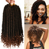 8 pcs/Pack Ombre Crochet Curly Wave Havana Mambo Senegalese Twist Hair Extension For Women 12 Roots/Pcs Synthetic Fluffy 12 Inch Spring Twist Crochet Braiding Hair (Black&Brown(1B/30#))