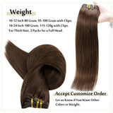 Full Shine Clip in Human Hair Extensions 20 Inch Real Hair Extensions Clip in Human Hair Full Head Clip in Hair Extensions Double Weft Color 4 Medium Brown 100 Gram 7Pcs