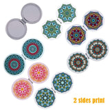Beaufy Magnifying Compact Mirror Cosmetic Makeup Double Side Folding Pocket Purse Handheld Small Mini Beauty Travel Mirrors 2X Magnification for Women Girls Lady Party Favor Gift Mandala Design 6 Pack