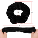 4-20 PCS Velvet Pocket Hair Scrunchies, MTSCE Secret Zipper Pocket Hair Ties Elastic Zipper Hair Accessories for Women Girls Party (Black 6PC A Style)