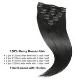 22" Remy Hair Extensions Clip in Human Hair with 18clips 8pcs Soft Smooth Straight feeling for Lady (110g by gross, Jet Black #1)