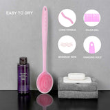 Back Scrubber, Ultra-soft Silicone Body Scrubber Two-Side Body Shower Brush Long Handle Body Brush for Deep Skin Cleansing (Pink)