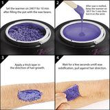 Wax Warmer Hair Removal kit,Professional home heater machine,Hot waxing melts pot stripless, facial body bikini brazilian with 4 pearl hard wax beans+Applicator sticks+Manicure set for Women & Men