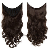 SEGO U Part Half Wig Clip in Hair Extensions One Piece Wavy Half Head U Shape Half Wig Curly Secret Hair Extension Synthetic Heat Resistant Fiber Invisible Hairpiece with 7 Clips 24 Inch Dark Brown