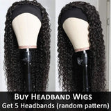 HeadBand Wig Curly Human Hair Wig for Black Women Deep Wave Machine Made Wigs Natural Color None Lace Front Wigs 150% Density 16 Inch