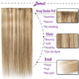 100% Human Hair Clip in Hair Extensions Highlight #12/613 Golden Brown Mix Bleach Blonde 18 Inch Long Straight 7pcs 15 Clips Balayage Clip on Thin Hairpiece 70g Machine Weft Silky Hair for Women