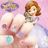 GlowKids Princess Sofia the First Press on Nails - Fake Nails for Kids | Rhinestone Nail Stickers | Kids Nail File Included | 65 Piece kids manicure set