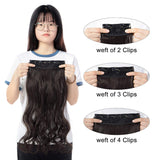 FUT_Forever 18" Curly Wavy 4 Pieces Set Thick Clip in on Hair Extensions Dark Brown