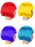 4 Pieces Short Bob Hair Wigs Costume Colorful Cosplay Wig Daily Party Hairpiece for Women Girls Decoration (Yellow, Red, Blue, Purple)