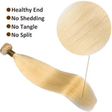 24 Inch Long 613 Blonde Human Hair Bundles For Black Women 100% Real Platinum 613 Blonde Bundles Brazilian Straight Human Hair Weft 613 Unprocessed Human Hair Virgin Remy Blonde Bundles Straight Unit