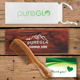 All Natural Hair Comb - pureGLO No Static Detangling Wooden Combs - Handmade Natural Fine Tooth Comb
