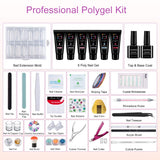 Jiasheng Polygel Nail Kit, Poly Extension Gel Nail Kit, All in One Nail Builder Nail Art Starter Trail Kit, Gel Nail Kits Set with Nail Rhinestones Glitter Decoration for DIY Nail Design at Home