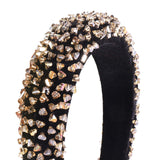 Padded Rhinestone Headbands for Women Girls Wide Velvet Bejewelled Hairbands Sparkly crystal Beaded Embellished Headband Wedding party Hair Accessories (gold)