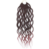 (6Packs)18Inch Wavy Senegalese Twist Crochet Hair Braids Wavy Ends Ombre Synthetic Hair Extension Curly Crochet Twist Braiding Hair(#1B/BUG)