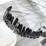 Aura Headband Raw Crystal Crown - Rhinestone Tiara Mermaid Hair Accessories for Women Party Wedding(Black)