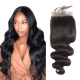 5X5 Closure Human Hair Pre Plucked Bleached Knots Baby Hair Around Brazilian Virgin Hair 130% Density Grade 8A Natura Color Body Wave Closure 10 Inch