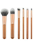 Royal & Langnickel MODA Travel Size Metallics Total Face Makeup Brush Set with Pouch, Includes - Powder, Foundation, Angle Shader, Smoky Eye, Brow Liner and Pointed Lip Brushes, Rose Gold