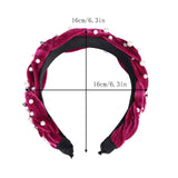 Velvet Braided Pearl Padded Headband Spanish Vintage Style Alice Hair Band Matador Headband (wine red+navy blue)