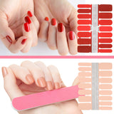 16 Sheets 256 Pieces Nail Polish Stickers Adhesive Full Nail Wraps Solid Color Nail Decals with Nail File for Women Girls DIY Nail Art, Assorted Colors
