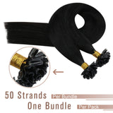 Sunny Fusion Hair Extensions U Tip 16inch Keratin Fusion Nail U Tip Remy Hair Extensions Natural Black Pre Bonded Human Hair 1g/s Total 50g