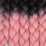 Xtrend 5Pcs 2 Tone Ombre Braiding Hair Crochet Braids 24 Inch Synthetic Hair Extensions Kanekalon Jumbo Braiding Hair Extension for Box Braiding Hair 100g/pc (5 Pieces, Black/Orange Pink#)