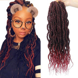 (6Packs)18Inch Wavy Senegalese Twist Crochet Hair Braids Wavy Ends Ombre Synthetic Hair Extension Curly Crochet Twist Braiding Hair(#1B/BUG)