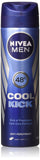 Nivea Cool Kick Deo for Men Spray 48 Hr Antiperspirant 150ml (Pack of 3)