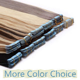 SEGO Tape In Hair Extensions Human Hair Glue In Real Extensions Skin Weft Remy Human Hair Extensions Straight Invisible Seamless Double Side Tape 40 Pieces Dark Brown 24inch (100gram)