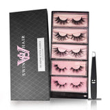 3D Mink False Eyelashes Dramatic Natural Look Thick, 3D Layered Effect Siberian Mink Fur Eyelashes Handmade Strip Eyelashes Reusable Make Up Fake Eyelashes (5 Paris 2 types) SWINGINGHAIR