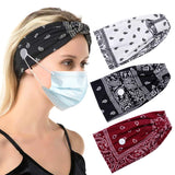 Headband with Buttons for måsk, Button Headbands for Nurse Doctor Girls Yoga Running Sports Elastic Headbands with Button,Fashion Soft Non Slip Button Hair Band for Women (ROSE BLK WHT-3PCS)