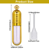 20 Pieces Empty Plastic Lip Gloss Tube with Lid, Refillable Lip Balm Bottle Reusable Lip Balm Container and 20 Pieces Rubber Inserts, 4 Pieces Transfer Pipettes for Lipstick Cosmetics (Gold)