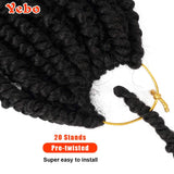 7 Packs Pre-twisted Passion Twist Braiding Hair Extensions YEBO Pre Looped Crochet Braids 20 Strands Small Passion Twist(18inch 1B)