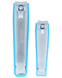 Nippes Stainless Steel Nail Clipper Manicure Set for Fingernails, Toenails, and Cosmetics - Quality Handmade in Solingen Germany - Professional Grade - Ergonomic Hand Grip & Nail Catcher [2 Pack] BLUE