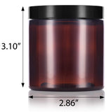 Amber 8 oz / 250 ml PET (BPA Free) Plastic Refillable Jar (12 pack)
