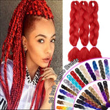 24 Inch Jumbo Braids Hair Extensions High Temperature Synthetic Hair African Rainbow Box Braiding Hair for Senegal Twist 100g/pack Red 3 Packs