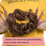 S-noilite Hair Bun Extensions Messy Wavy Curly Dish Donut Scrunchie Hairpiece Accessories Chignons Updo Ponytail Pony Tail Synthetic Hair Extension for Women/40G 1 Count Light Brown