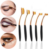 Elfstore Oval Makeup Brush Set (Black Rose Gold) Professional Foundation Contour Blush Concealer Eyebrow Eyeliner Blending Cosmetics Brushes Toothbrush Makeup Brushes (10 Pcs Brush Set)