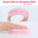 HEETA 2-Pack Body Brush for Wet and Dry Brushing, Silicone Bath Brush for Gentle Exfoliating on Softer, Glowing Skin, Gentle Massage with Bath Brush to Improve Your Blood Circulation (Pink & Green)