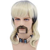 Cosplay Wig for Men with 6 Earrings and Necklace and Mustache
