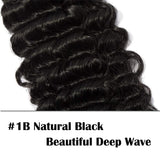 SEGO 6A Virgin Hair Bundles Sew in Hair Extensions Deep Wave Curly 100% Unprocessed Brazilian Human Hair Weave Hair Weft Extensions for Women #1B Natural Black 20 Inch 100g