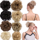 S-noilite Hair Bun Extensions Messy Wavy Curly Dish Donut Scrunchie Hairpiece Accessories Chignons Updo Ponytail Pony Tail Synthetic Hair Extension for Women/40G 1 Count Light Brown