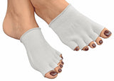 Bcurb Toe Gel Socks Moisturizes Skin Gel Lined Toes Separating Therapeutic Compression Socks for Dry Forefoot Feet Hard Cracked Skin (White-2PairToeGelSocks)