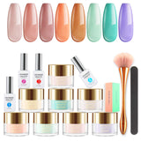 Lavender Violets Fast-Dry-Dip-Powder-Nail Kit of 8 Colors Quick Dry Nude Pink Blue Acrylic-Dipping Powder System with Essential Manicure Nail Tool J789