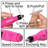 Nail Art Drill KIT Electric FILE Buffer Bits Acrylic Portable Salon Machine KY (Black)