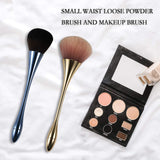 Vtrem 2 Pieces Large Powder Mineral Brush, Foundation Makeup Brushes, Face Brush for Large Coverage Loose Powder & Blush Blending Buffing (Gold & Blue)
