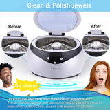 Ultrasonic Jewelry Cleaner 650ml Digital Quiet 40kHz High Frequency Touch Control for Jewels Watch Band
