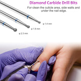 Ceramic Nail Drill Bits Kit 10pcs- 3/32 Inch Professional Acrylic Gel Nail Bit Diamond Carbide Cuticle Remover Bits for Electric Manicure Pedicure Nail Drill