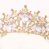 Drecode Bride Wedding Crowns and Tiaras Rose Gold Rhinestone Crown Bridal Crystal Queen Prom Hair Accessories for Women and Girls