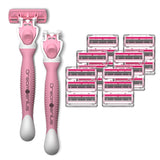 DreamGenius Razors for Women Shaving,6-Blade Womens Razors Includes 2 Handles and 19 Refills,Value Shaver for Women Pack, Non-Slip Travel Carry,Pink